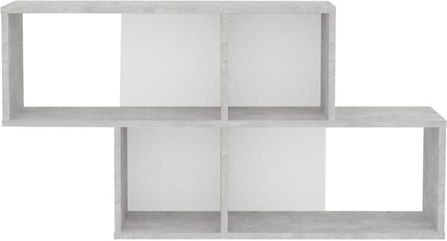 FMD Wandschap met 4 vakken betonkleurig en wit - Foto 9