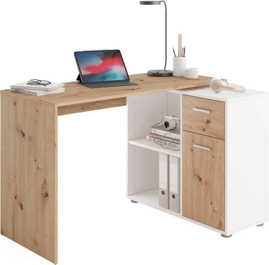 FMD Hoekbureau AUGSBURG Bureau sideboard met opbergruimte aan beide zijden te monteren 117 148 cm - Foto 8