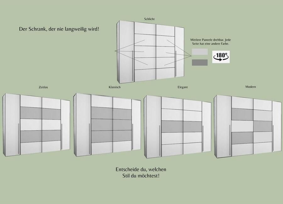 Merkloos NARAGO kledingkast Sonoma eiken en mat wit decor 2 schuifdeuren + 2 draaideuren L270 x D61 x H210 cm - Foto 9