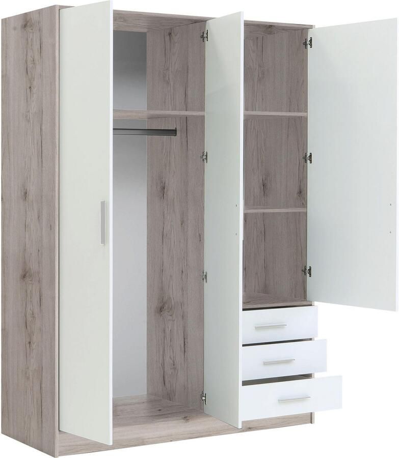 FORTE Kledingkast Jupiter gemaakt in Europa met lades Opbergruimte 2 breedtes 4 kleuren lades variabele legplanken