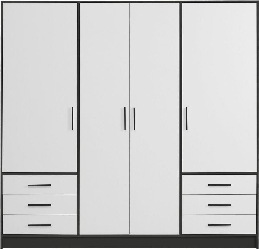 FORTE Kledingkast Jupiter gemaakt in Europa met lades Opbergruimte 2 breedtes 4 kleuren lades variabele legplanken - Foto 2