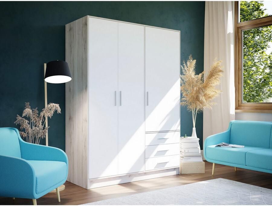 FORTE Kledingkast Jupiter gemaakt in Europa met lades Opbergruimte 2 breedtes 4 kleuren lades variabele legplanken - Foto 3