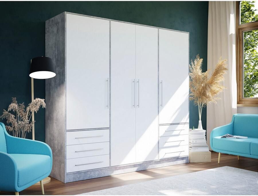 FORTE Kledingkast Jupiter gemaakt in Europa met lades Opbergruimte 2 breedtes 4 kleuren lades variabele legplanken - Foto 5