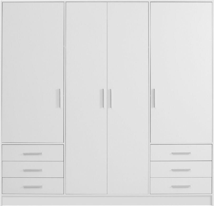 FORTE Kledingkast Jupiter gemaakt in Europa met lades Opbergruimte 2 breedtes 4 kleuren lades variabele legplanken