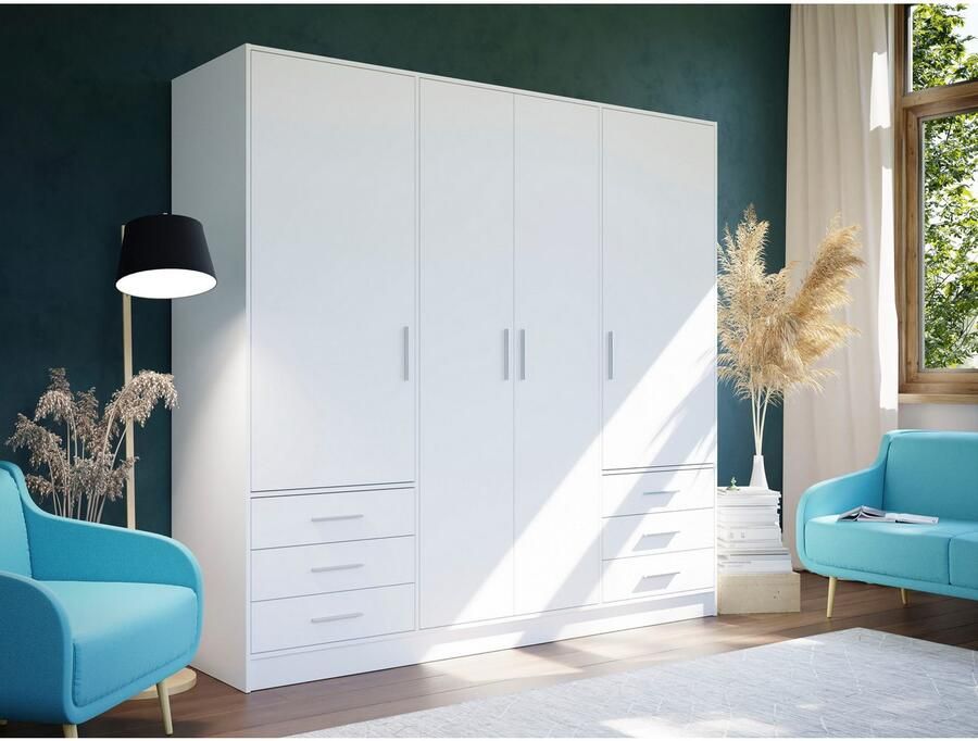 FORTE Kledingkast Jupiter gemaakt in Europa met lades Opbergruimte 2 breedtes 4 kleuren lades variabele legplanken - Foto 5