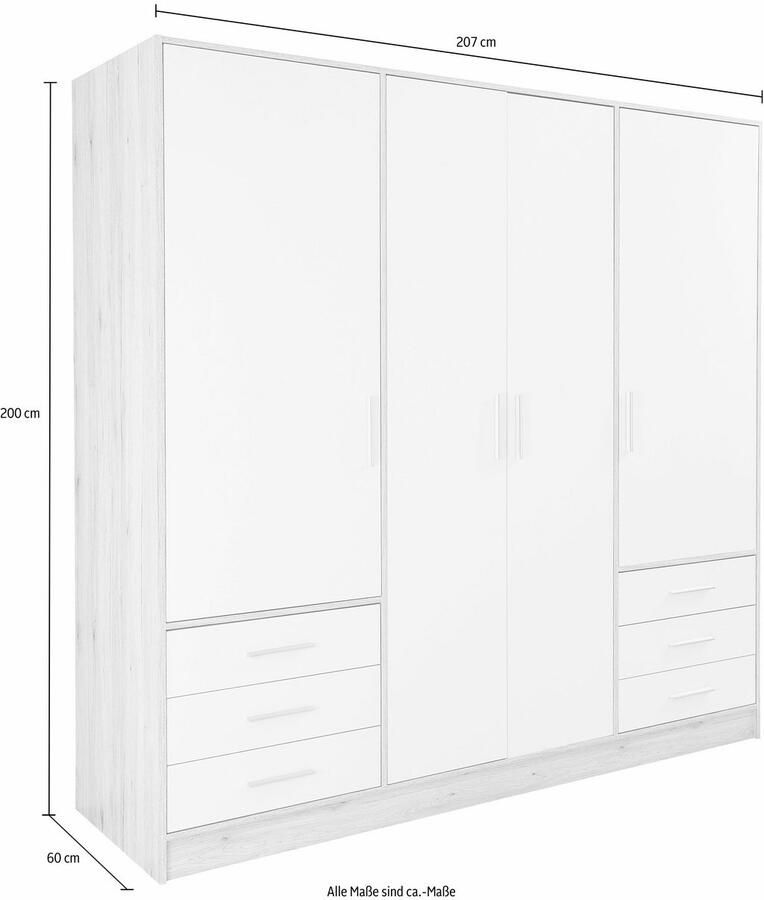 FORTE Kledingkast Jupiter gemaakt in Europa met lades Opbergruimte 2 breedtes 4 kleuren lades variabele legplanken - Foto 4