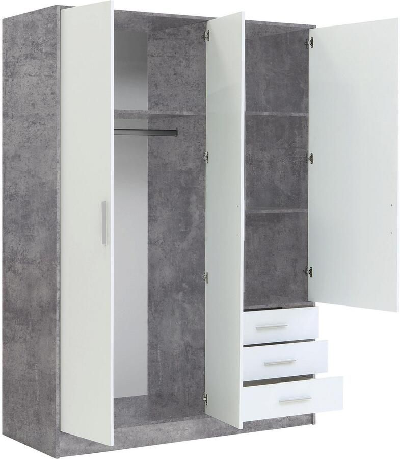 FORTE Kledingkast Jupiter gemaakt in Europa met lades Opbergruimte 2 breedtes 4 kleuren lades variabele legplanken