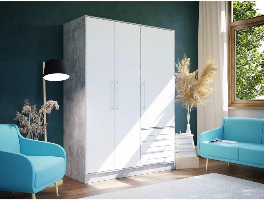 FORTE Kledingkast Jupiter gemaakt in Europa met lades Opbergruimte 2 breedtes 4 kleuren lades variabele legplanken - Foto 2