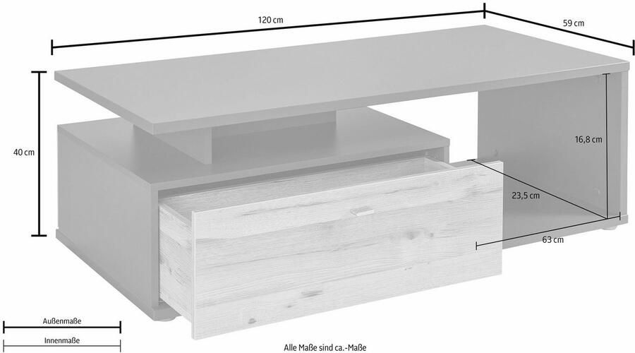 FORTE Salontafel Como Salontafel lade soft close B H D 120 40 2 59 cm - Foto 6