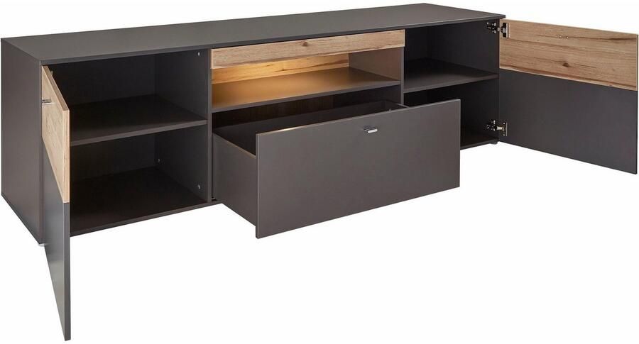 FORTE Tv-meubel Como TV-board LED-verlichting soft close opbergruimte 209 8 59 3 52 cm - Foto 10