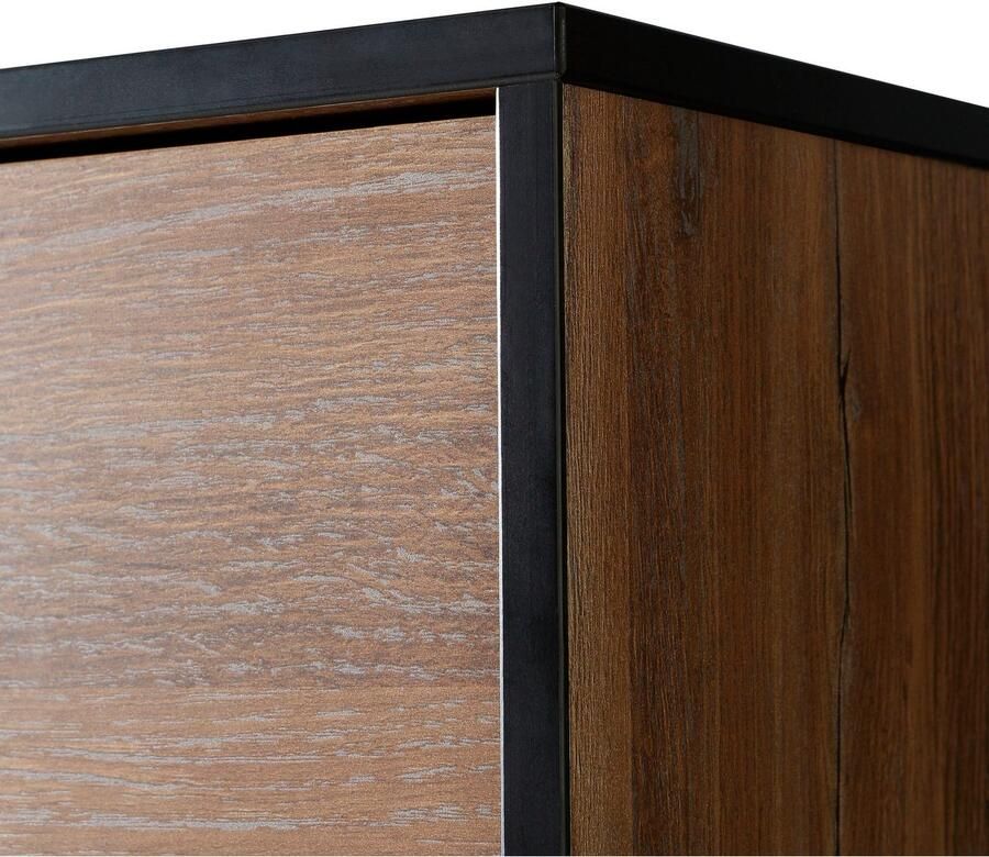 Cstore Dressoir 3 deuren 2 laden Eiken en zwart decor L 180.8 x D 42 x H 81.6 cm SEWILL - Foto 4