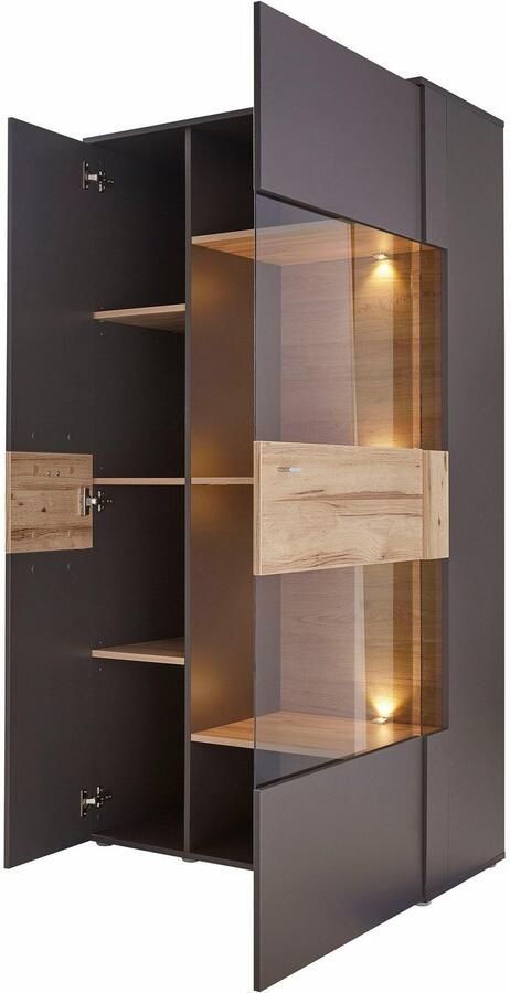 FORTE Vitrinekast Como Highboard LED verlichting planken glazen deur soft close - Foto 9