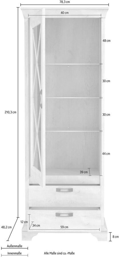 FORTE Vitrinekast Kashmir Breedte 78 cm inclusief ledverlichting - Foto 6