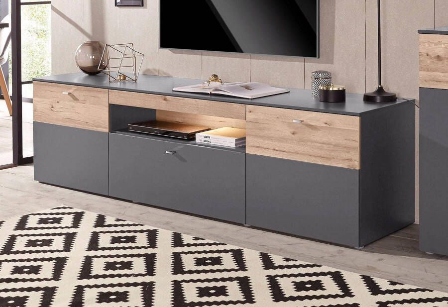 FORTE Tv-meubel Como TV-board LED-verlichting soft close opbergruimte 209 8 59 3 52 cm - Foto 11