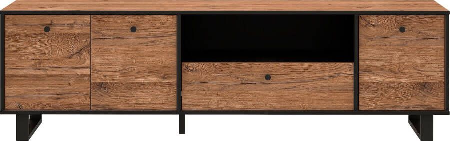 Cstore Tv-meubel 3 deuren 1 la Eiken en zwart decor L 180.8 x D 42 x H 52.8 cm SEWILL - Foto 9