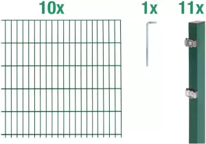 GAH Alberts Dubbelstaafmat hekwerk 100 cm hoog 10 matten voor 20 m 11 palen (set)