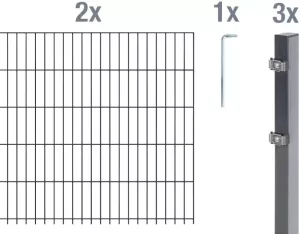 GAH Alberts Dubbelstaafmat hekwerk 100 cm hoog 2 matten voor 4 m 3 palen (set)