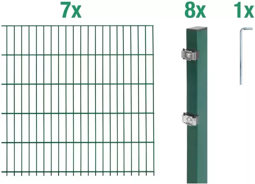 GAH Alberts Dubbelstaafmat hekwerk 100 cm hoog 7 matten voor 14 m 8 palen (set)
