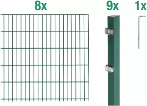GAH Alberts Dubbelstaafmat hekwerk 100 cm hoog 8 matten voor 16 m 9 palen (set)