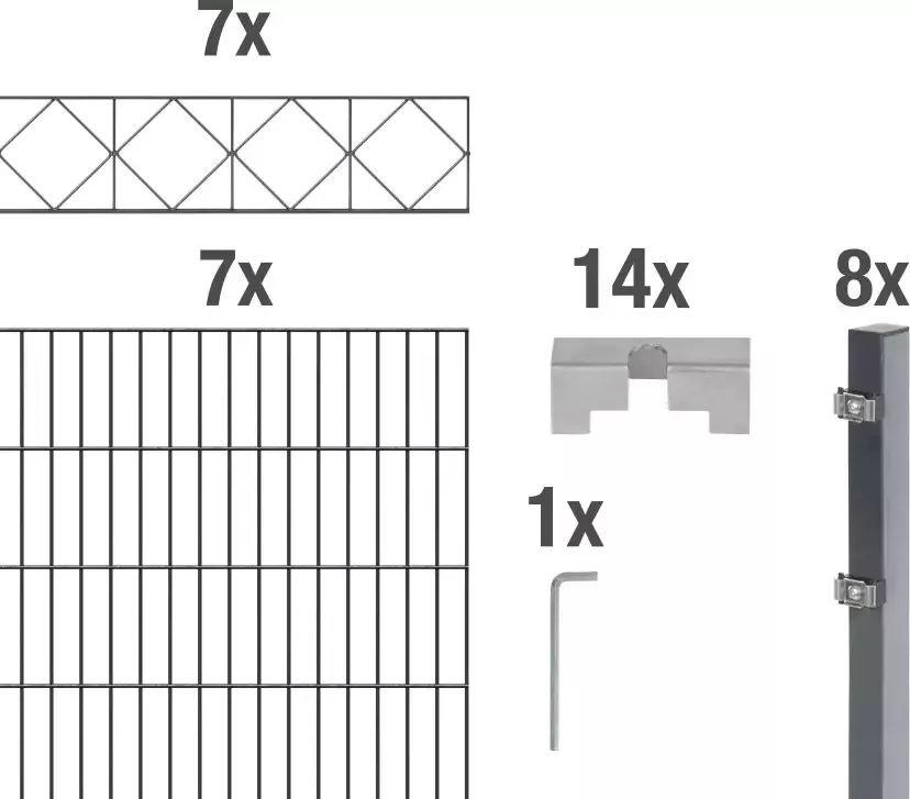 GAH Alberts Dubbelstaafmat hekwerk Bergen antraciet 100 cm hoog 7 matten voor 14 m 8 palen (set)