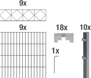 GAH Alberts Dubbelstaafmat hekwerk Bergen antraciet 100 cm hoog 9 matten voor 18 m 10 palen (set)