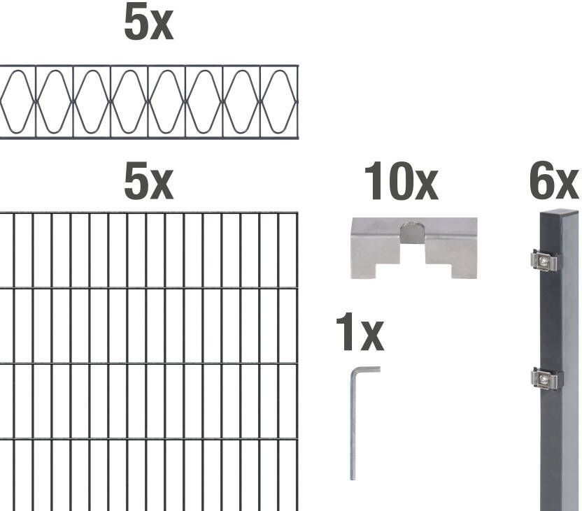 GAH Alberts Dubbelstaafmat hekwerk Eleganz antraciet hoogte: 100-160cm totale lengte: 10-20m voor plaatsing in beton (set) - Foto 3