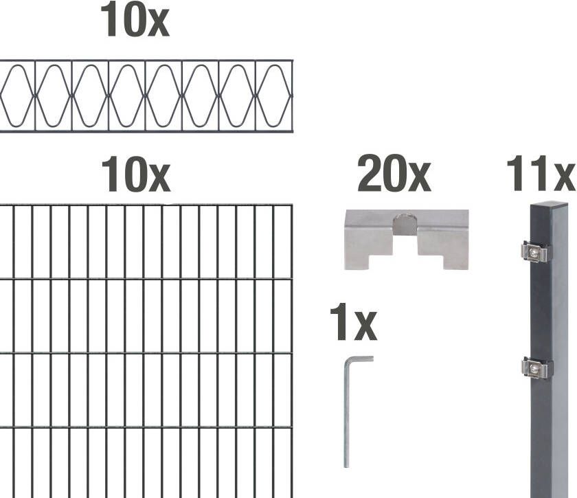 GAH Alberts Dubbelstaafmat hekwerk Eleganz antraciet hoogte: 100-160cm totale lengte: 10-20m voor plaatsing in beton (set) - Foto 3