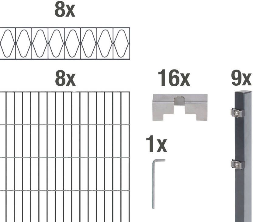 GAH Alberts Dubbelstaafmat hekwerk Eleganz antraciet hoogte: 100-160cm totale lengte: 10-20m voor plaatsing in beton (set) - Foto 3