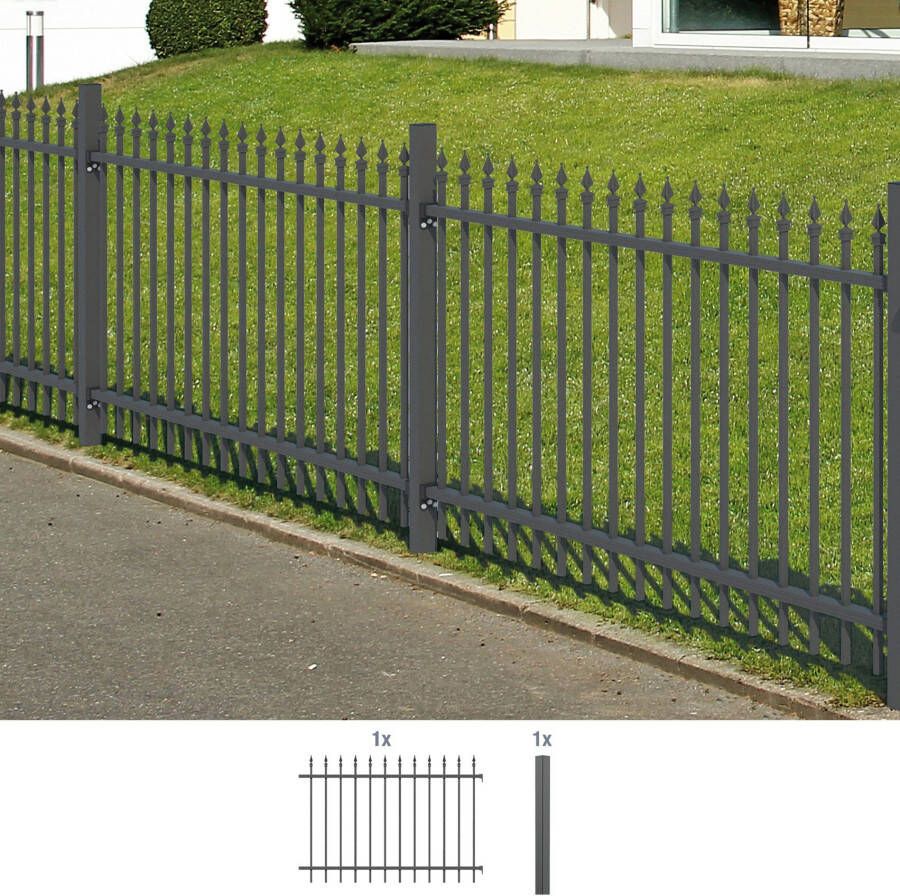 GAH Alberts Metalen hek Uitbreidingsset Chaussee Hoogte: 100 en 120 cm breedte: 200 cm om in beton te verankeren - Foto 3