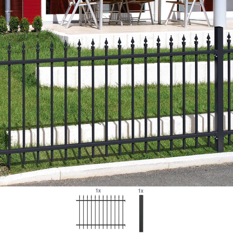 GAH Alberts Metalen hek Uitbreidingsset Chaussee Hoogte: 100 en 120 cm breedte: 200 cm om in beton te verankeren - Foto 4