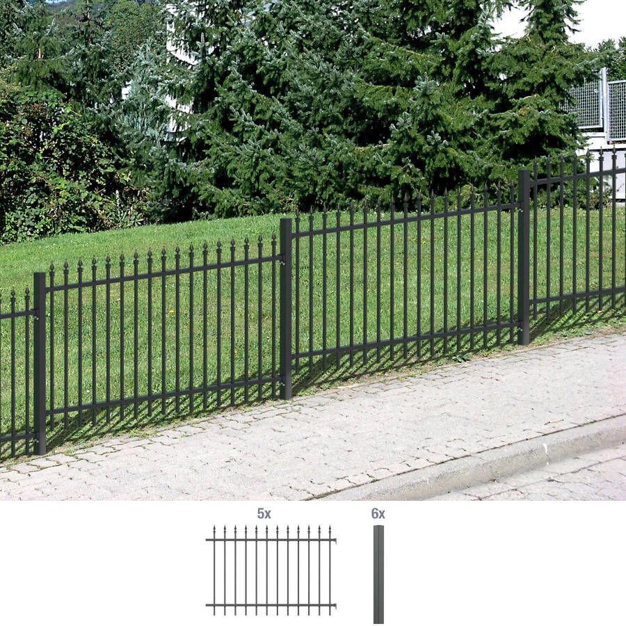 GAH Alberts Metalen hek Chaussee Hoogte: 100 en 120 cm totale lengte: 10 m voor plaatsing in beton (set 12 stuks) - Foto 3