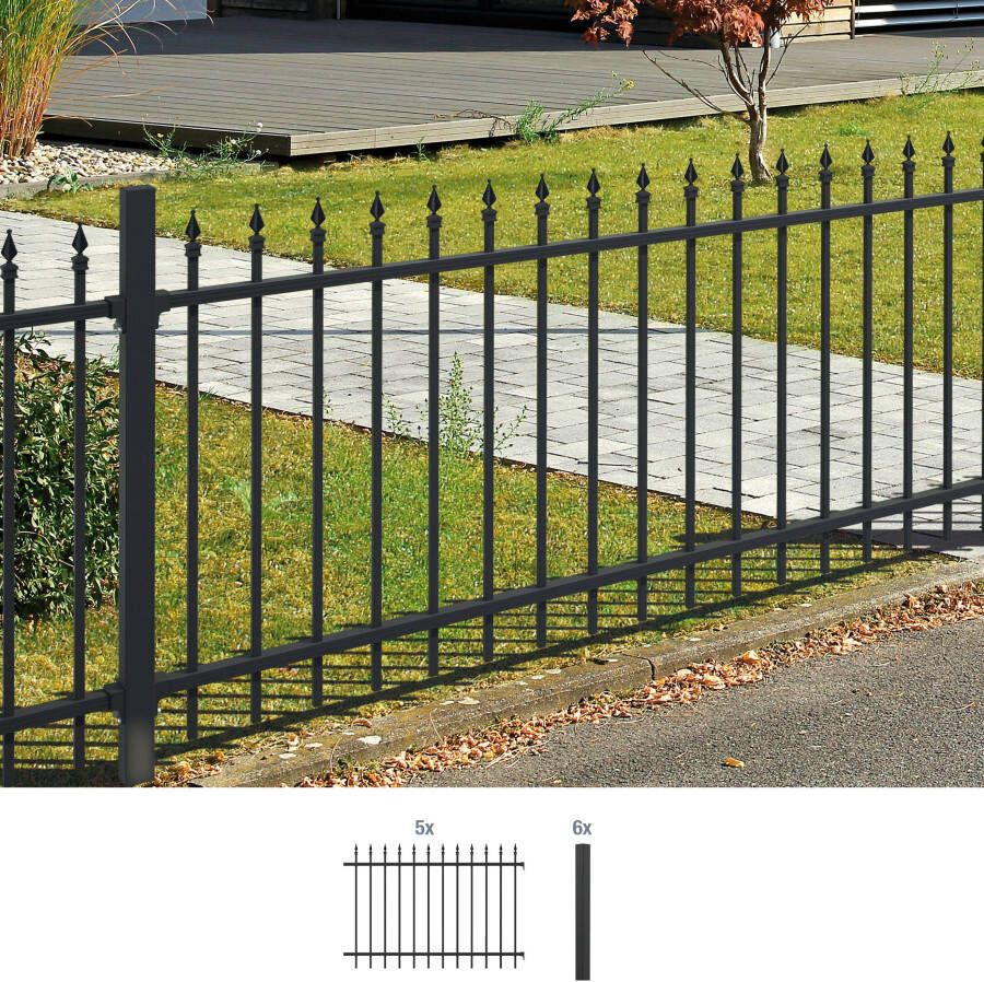 GAH Alberts Metalen hek Chaussee Hoogte: 100 en 120 cm totale lengte: 10 m voor plaatsing in beton (set 12 stuks) - Foto 6