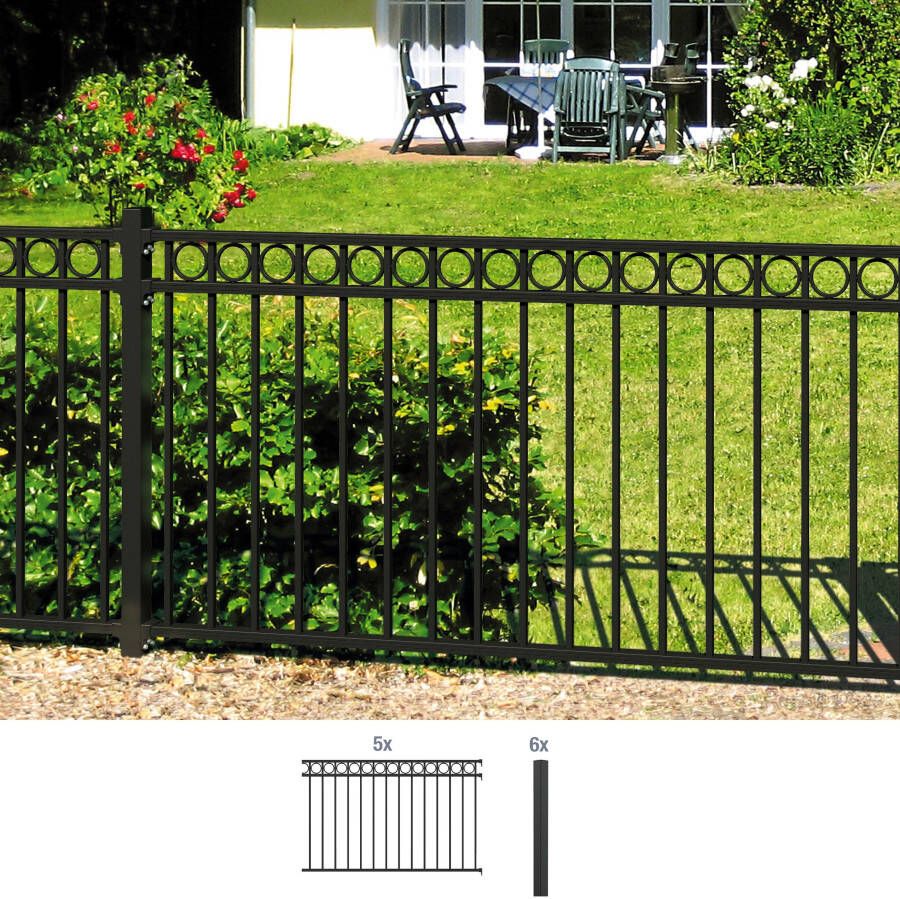 GAH Alberts Metalen hek Circle Hoogte: 100 en 120 cm totale lengte: 10 m voor plaatsing in beton (set) - Foto 6
