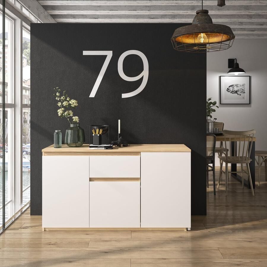 Diagone EMOB Uitschuifbaar hoekbureau Gibral 155x136cm wit eik decor Gautier Hoekbureaus Wit; Bruin Spaanplaat Hoekbureaus Op voorraad - Foto 4