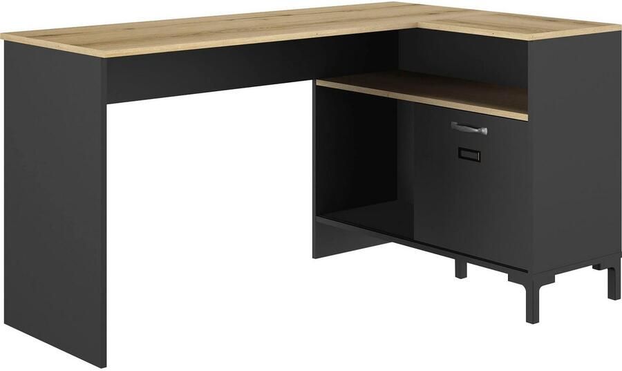 Diagone EMOB Hoekbureau Manchester 136 x 88 x 73 cm Helvezia Oak-design Gautier Hoekbureaus Antraciet MDF Hoekbureaus Op voorraad - Foto 7