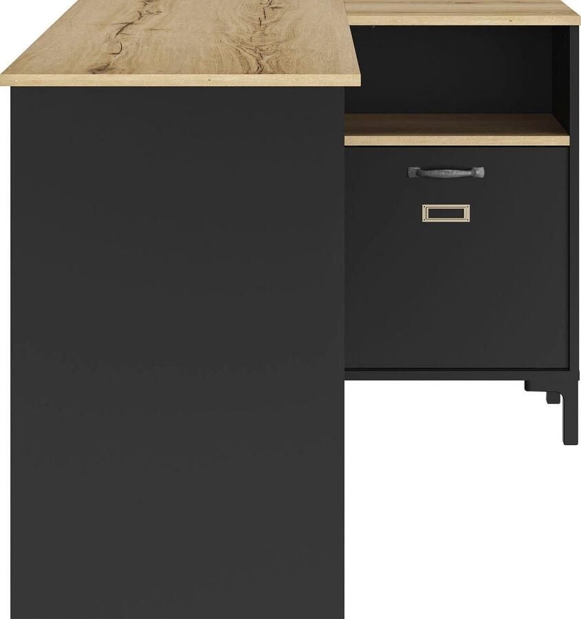 Diagone EMOB Hoekbureau Manchester 136 x 88 x 73 cm Helvezia Oak-design Gautier Hoekbureaus Antraciet MDF Hoekbureaus Op voorraad - Foto 2