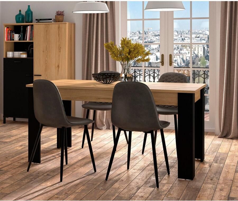 CaliCosy Table rectangulaire 4 pieds 1 allonge L200 cm TRUST - Foto 4