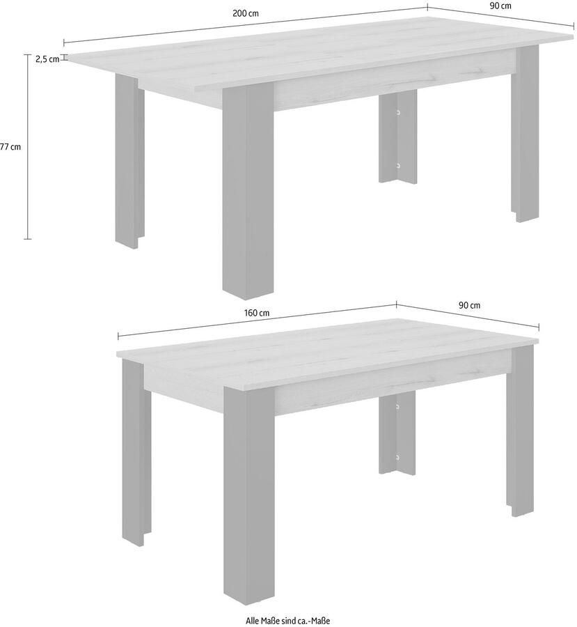CaliCosy Table rectangulaire 4 pieds 1 allonge L200 cm TRUST - Foto 2