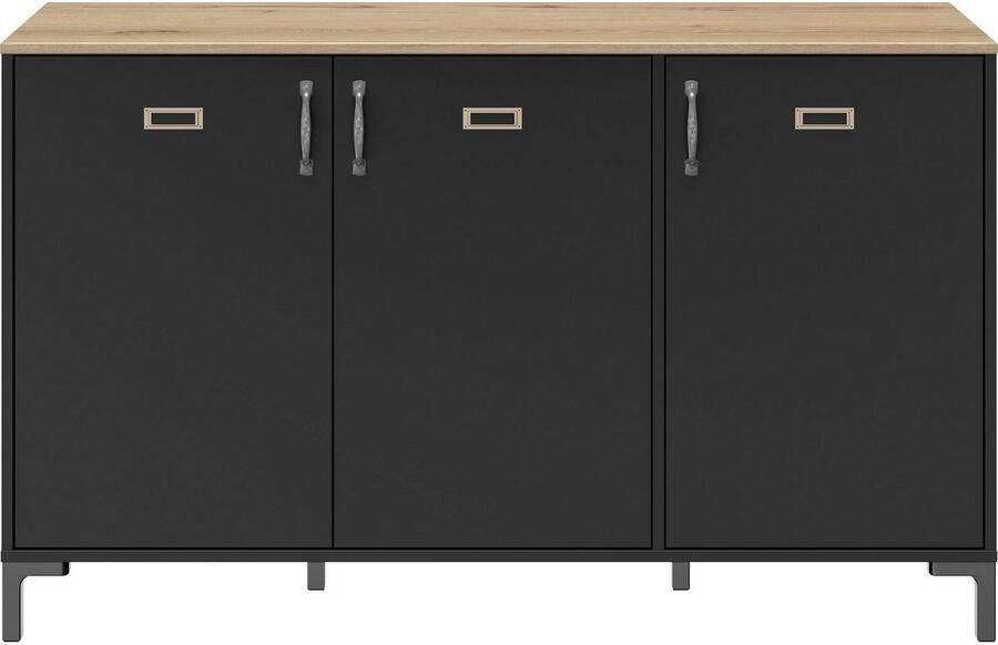 Diagone Gautier Klein dressoir 136cm 3 deuren MANCHESTER zwart - Foto 7