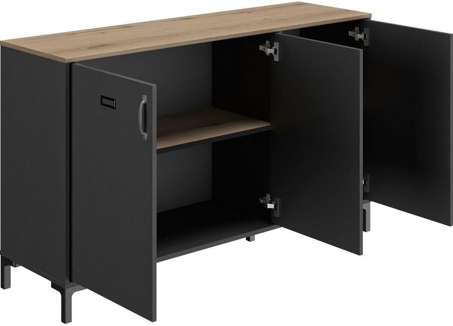 Diagone Gautier Klein dressoir 136cm 3 deuren MANCHESTER zwart - Foto 4