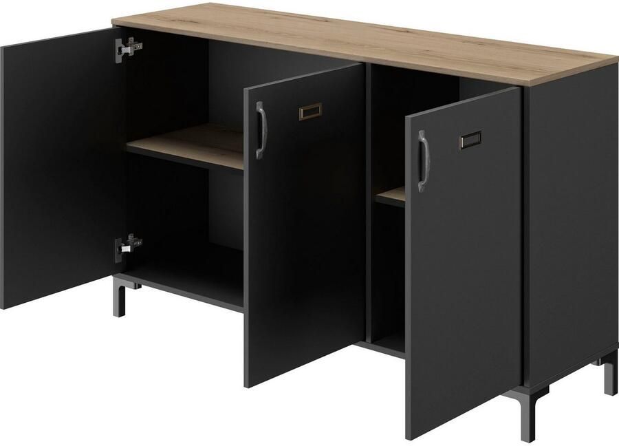 Diagone Gautier Klein dressoir 136cm 3 deuren MANCHESTER zwart - Foto 5