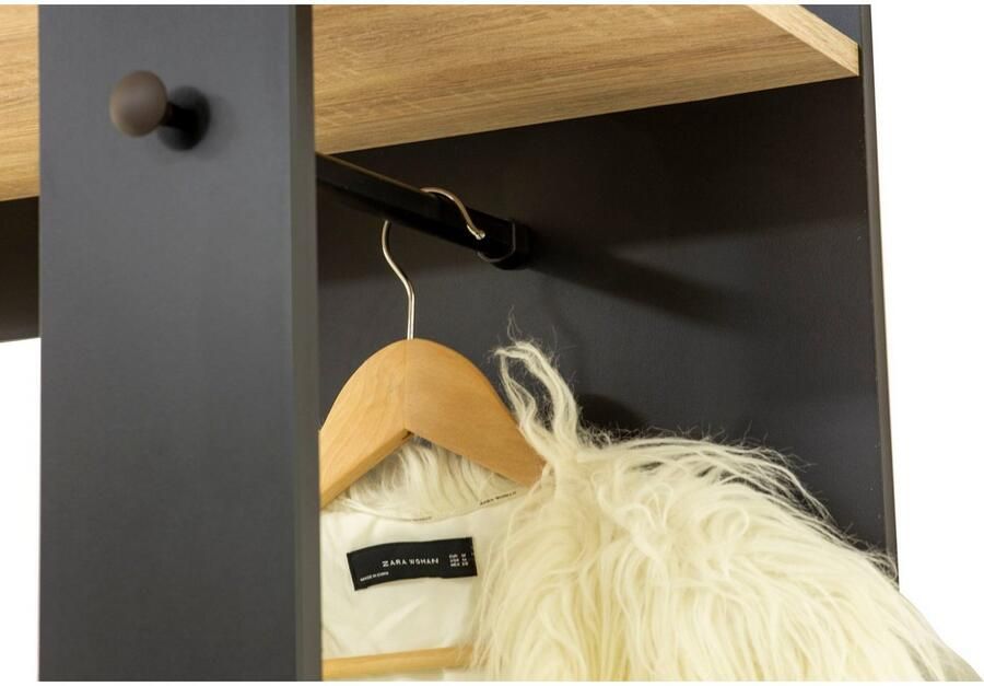 Diagone EMOB Garderobeset Store Met roede kastje en spiegel Zwart Gautier Halkasten Zwart Spaanplaat Halkasten Op voorraad - Foto 3