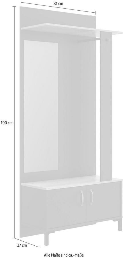 Diagone EMOB Garderobeset Store Met roede kastje en spiegel Zwart Gautier Halkasten Zwart Spaanplaat Halkasten Op voorraad - Foto 6