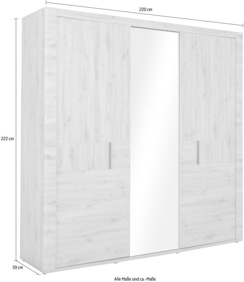 Gami Kledingkast Attitude 220cm met 3 deuren & spiegel eik - Foto 6
