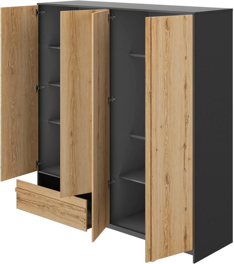 Gami Mimizan Kledingkast met Spiegel Eiken Antraciet - Foto 2