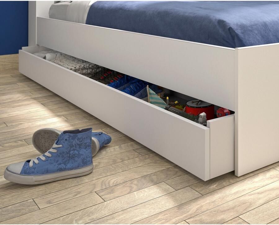 Diagone Artisan Eiken Tienerbed Erwan 90 X 200 Cm Met Opbergruimte Gautier Eenpersoons Bedkader Wit; Bruin Melamine; MDF Eenpersoons Normaal Bed - Foto 4
