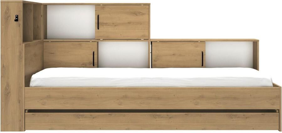 Gautier_diagone Gautier Diagone Tienerbed Erwan met opbergruimte en laden 90 x 200 cm wit en eik - Foto 11