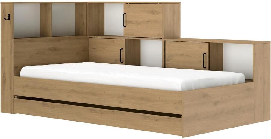 Gautier_diagone Gautier Diagone Tienerbed Erwan met opbergruimte en laden 90 x 200 cm wit en eik - Foto 8