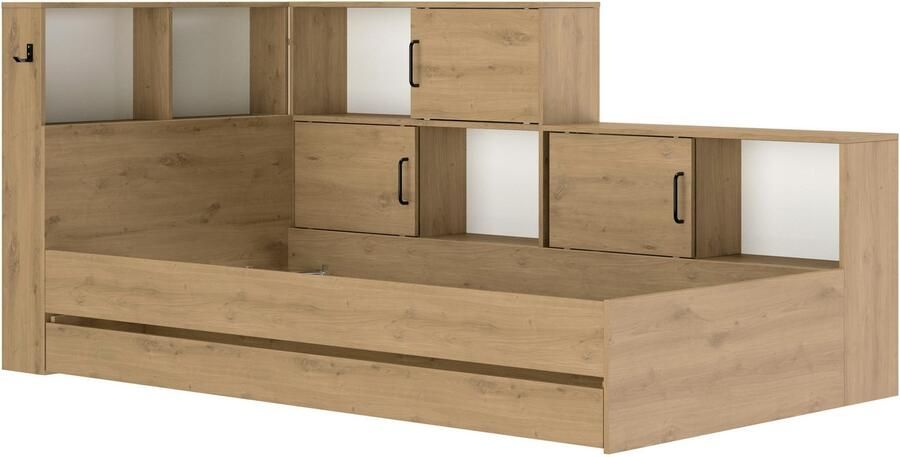 Gautier_diagone Gautier Diagone Tienerbed Erwan met opbergruimte en laden 90 x 200 cm wit en eik - Foto 10
