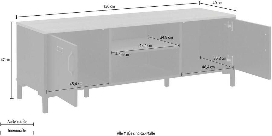 Diagone TV Meubel Tv-meubel Manno industrieel 136cm Zwart - Foto 5